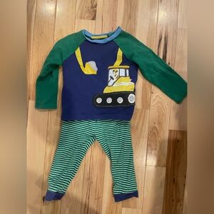 Baby Boden appliqué dog driving an Excavator pants and sweatshirt set